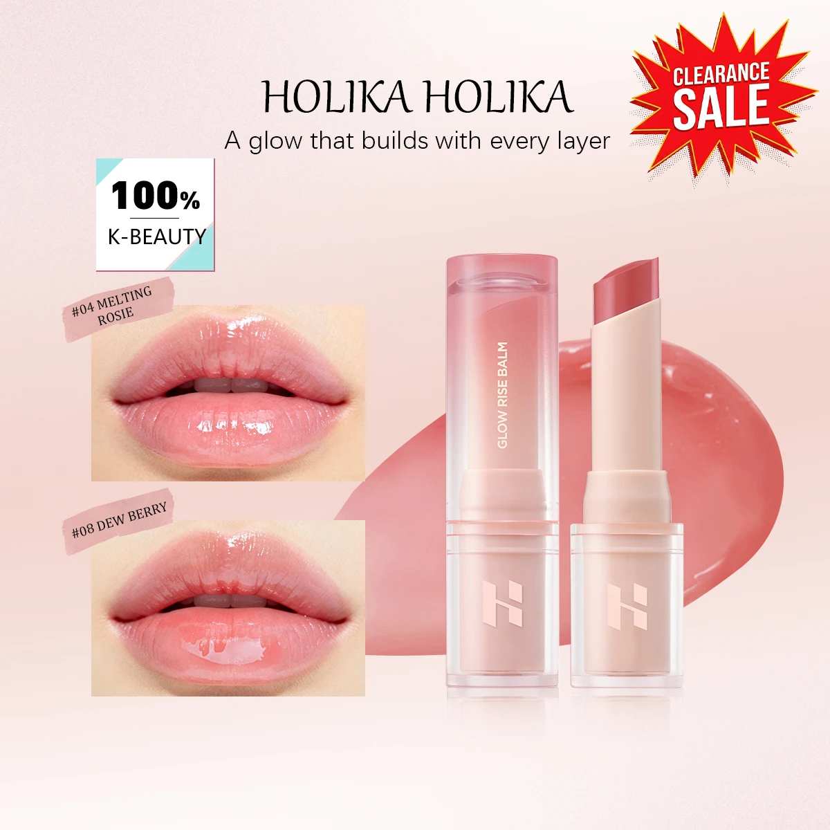 [Clearance Sale] HOLIKA HOLIKA Glow Rise Balm 04&08,Luxury Makeup,Crystalline&Hydrating Finish,Korean Cosmetic,Korean Makeup
