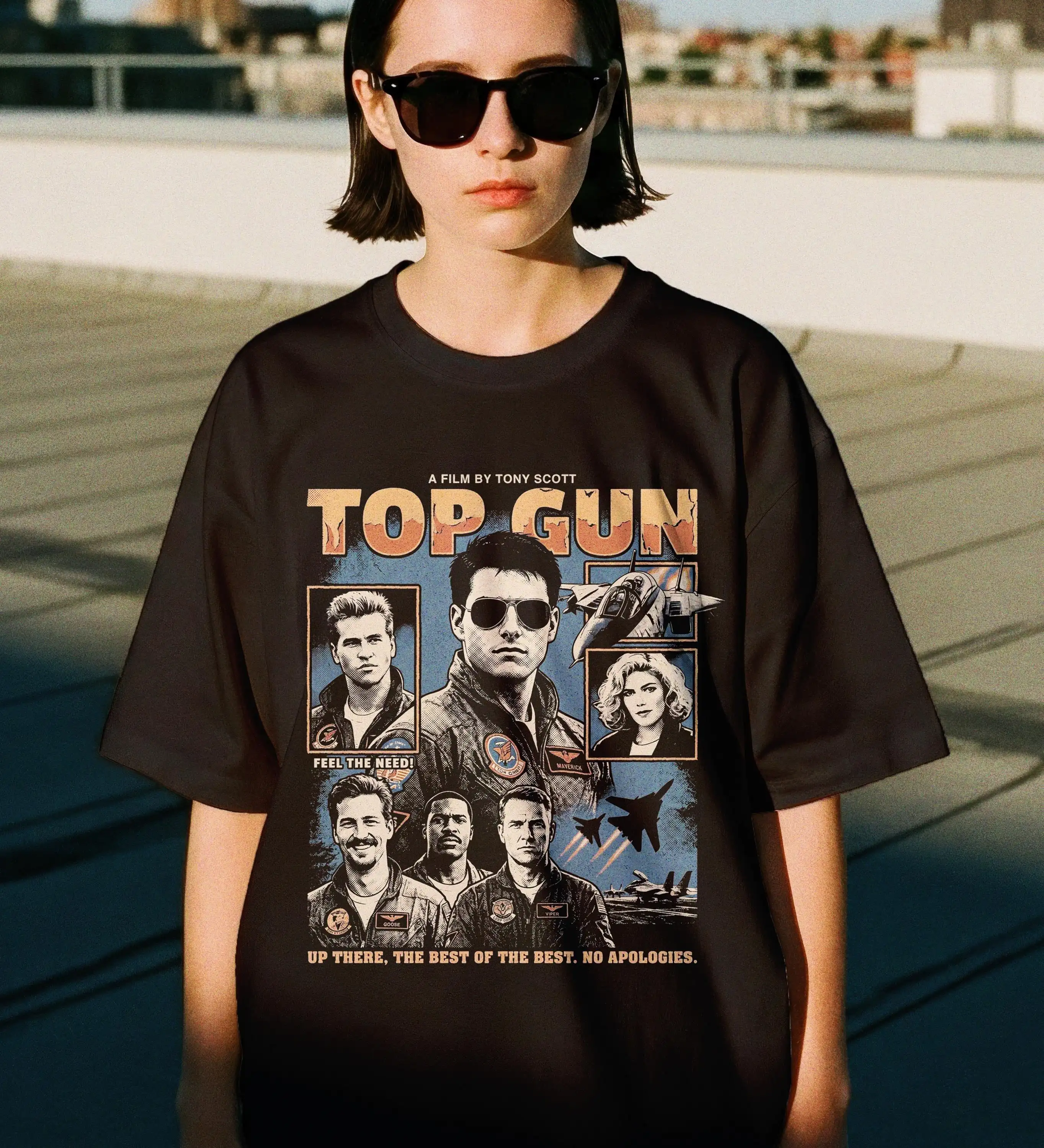 Top Gun 1986 Graphic Tee, Maverick Iceman Goose Ensemble Shirt, Tony Scott 80s Film, Feel The Need, 40th Anniversary Gift