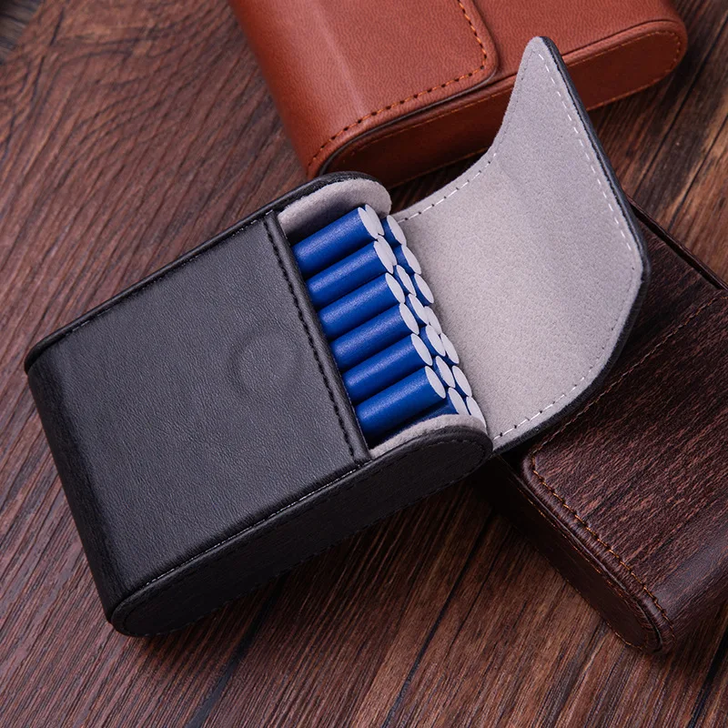 5 Colors 20 Sticks Cigarette Case Anti-crush Cigarette Box Wooden Frame With PU Leather Cigarette Case Smoking Accessories