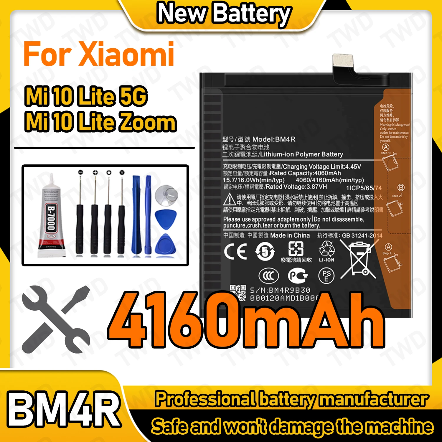BM4R Large capacity 4160mAh Battery For Xiaomi Mi 10 Lite 5G/Mi 10 Lite Zoom Batteries New High Quanlity+Free Tools