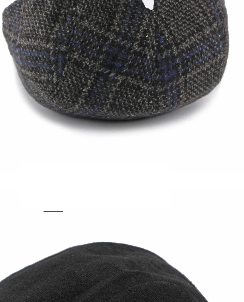 HT5159 Baskenmützen Warme Künstler-Malermütze aus Wolle für Damen und Herren, mit Fleece gefütterte Ivy-Flachmützen, 2026 Neue Herbst-Winter Karierte Baskenmütze – Detail 5