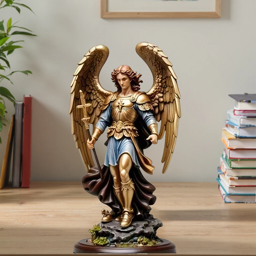 

HOT SALE 2D Acrylic Archangel Michael Statue, Desktop decorative ornaments, 2D HD printing art painting, Home decor, 20CM