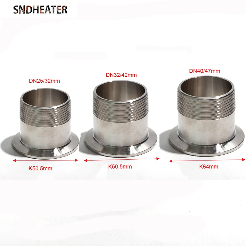 SNDHEATER 304SS Stainless Steel Adapter External Thread for DN25 DN40 DN32 Heating Pipe Head Accessories