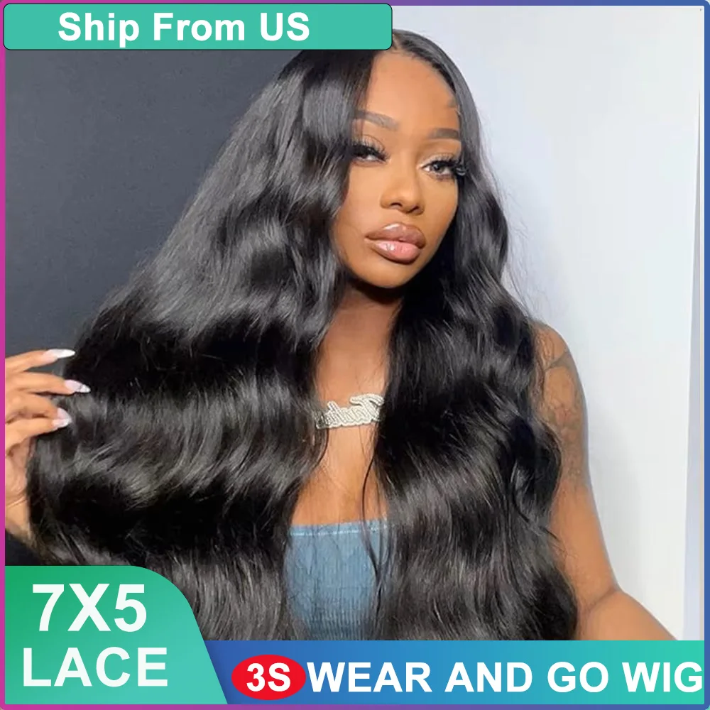 

Glueless Wigs Human Hair Black Body Wave Wigs Human Hair 40 Inch Lace Front Human Hair Wig Pre Bleached For Women 7X5 Mixed Wig