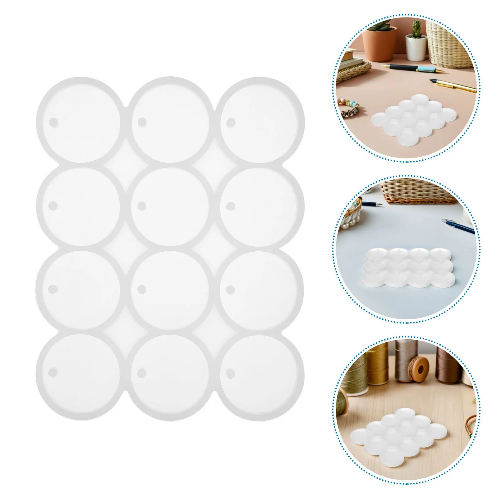 

2Pcs Water Crystal Resin Silicone Molds Round Flat Pendants Hole Keychain Earring Jewelry Making Silicone Pendant Molds