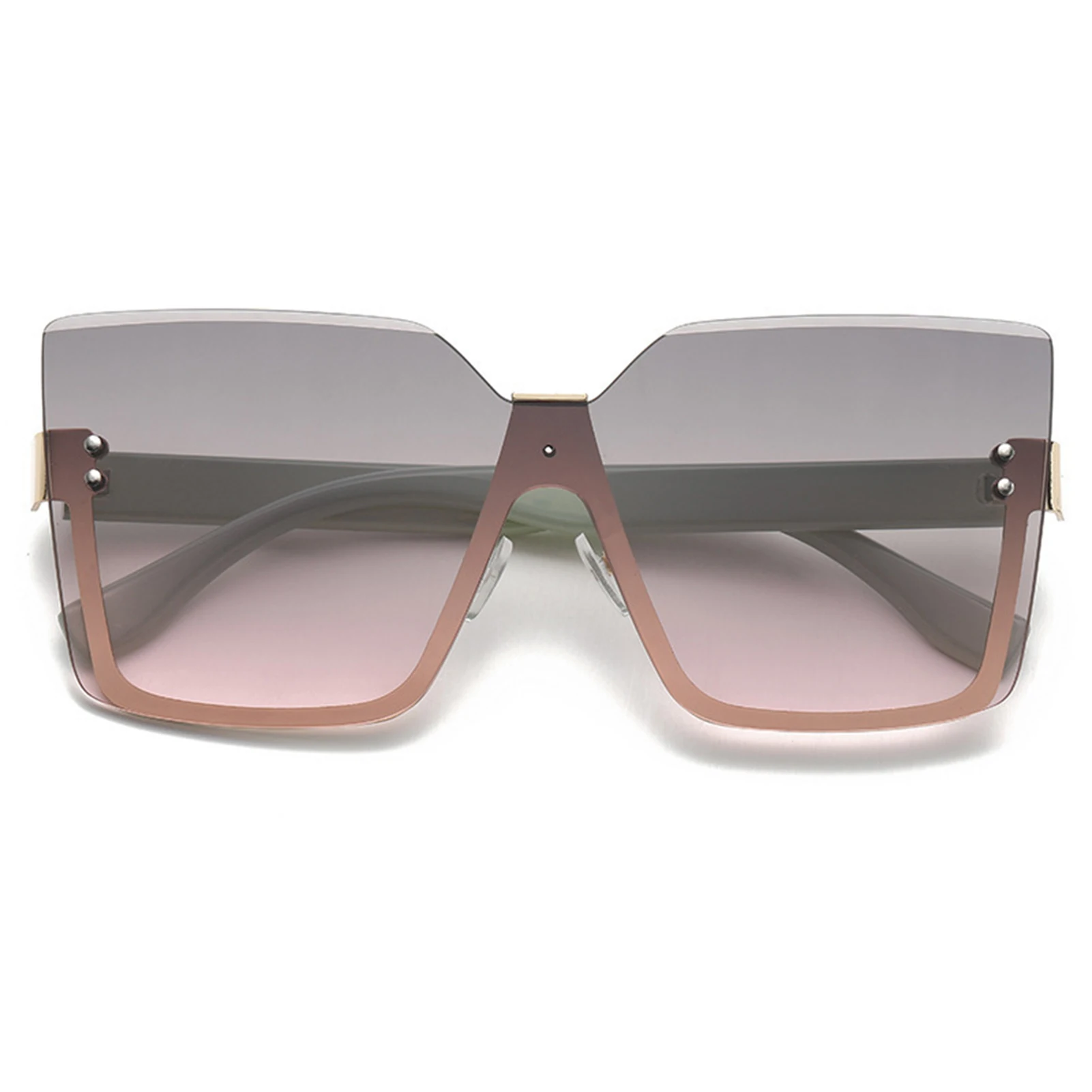 Half-frame Metal Simple Sunglasses Tinted Cateyes Frame Wide Temple Retro Style Shades Outdoor Eyewear for Men and Women