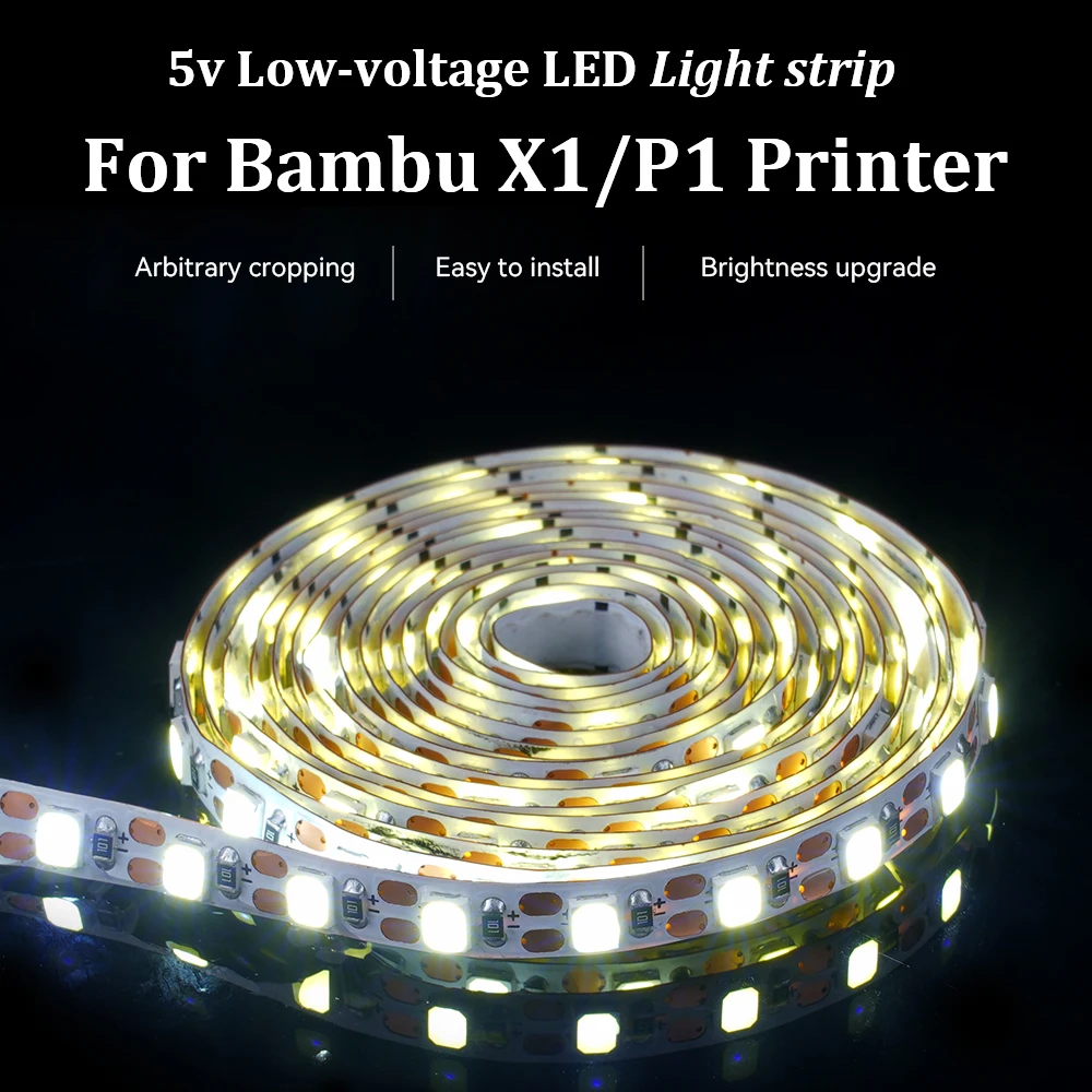

Улучшенная светодиодная лента с низким потреблением тока для 3D-принтеров Bambu Lab X1c P1s P1P X1, 5В 0.3А, 150см, IP44, суперяркая