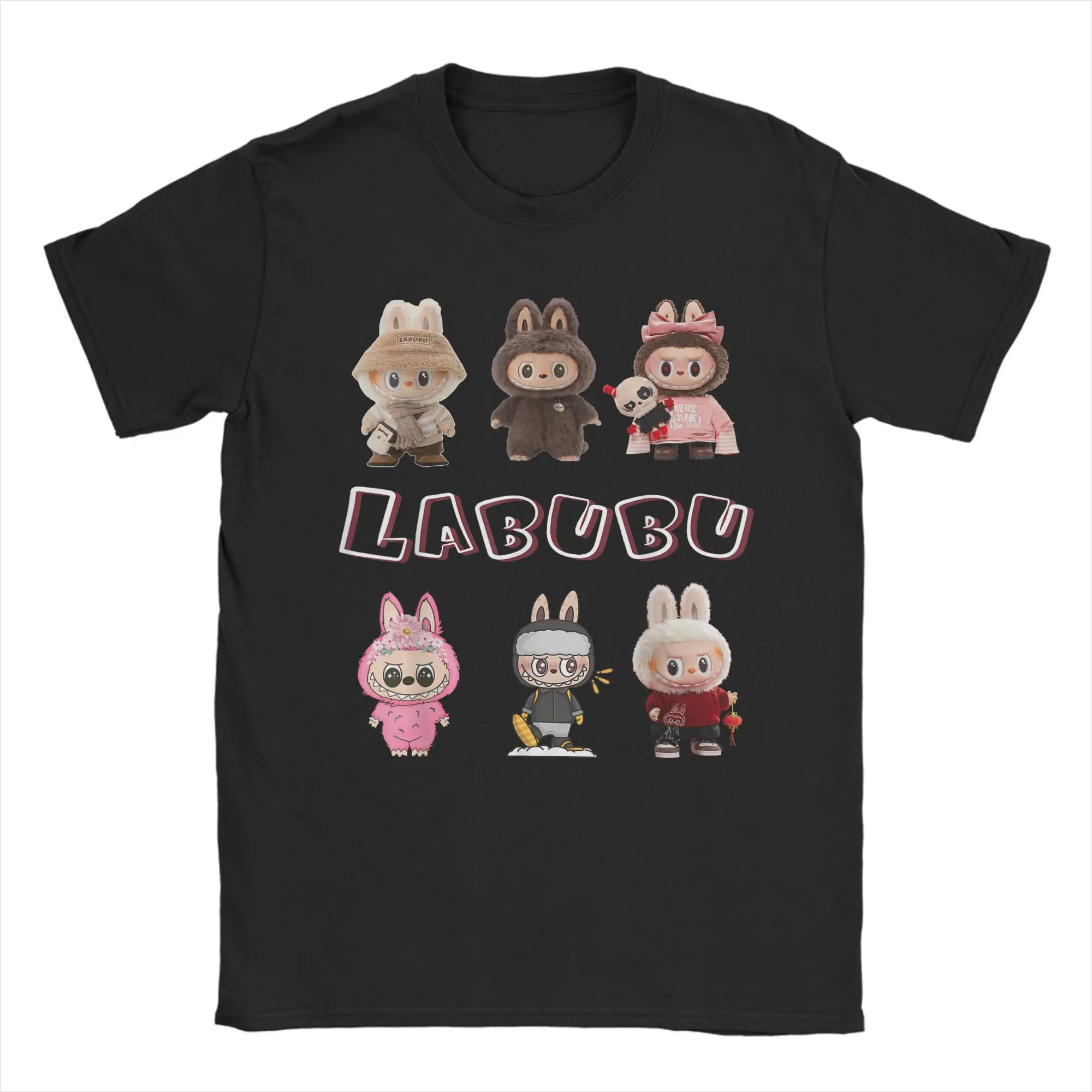 

Милые забавные футболки L-Labubus The Monsters для мужчин, потрясающая хлопковая футболка с круглым вырезом и короткими рукавами, летняя одежда