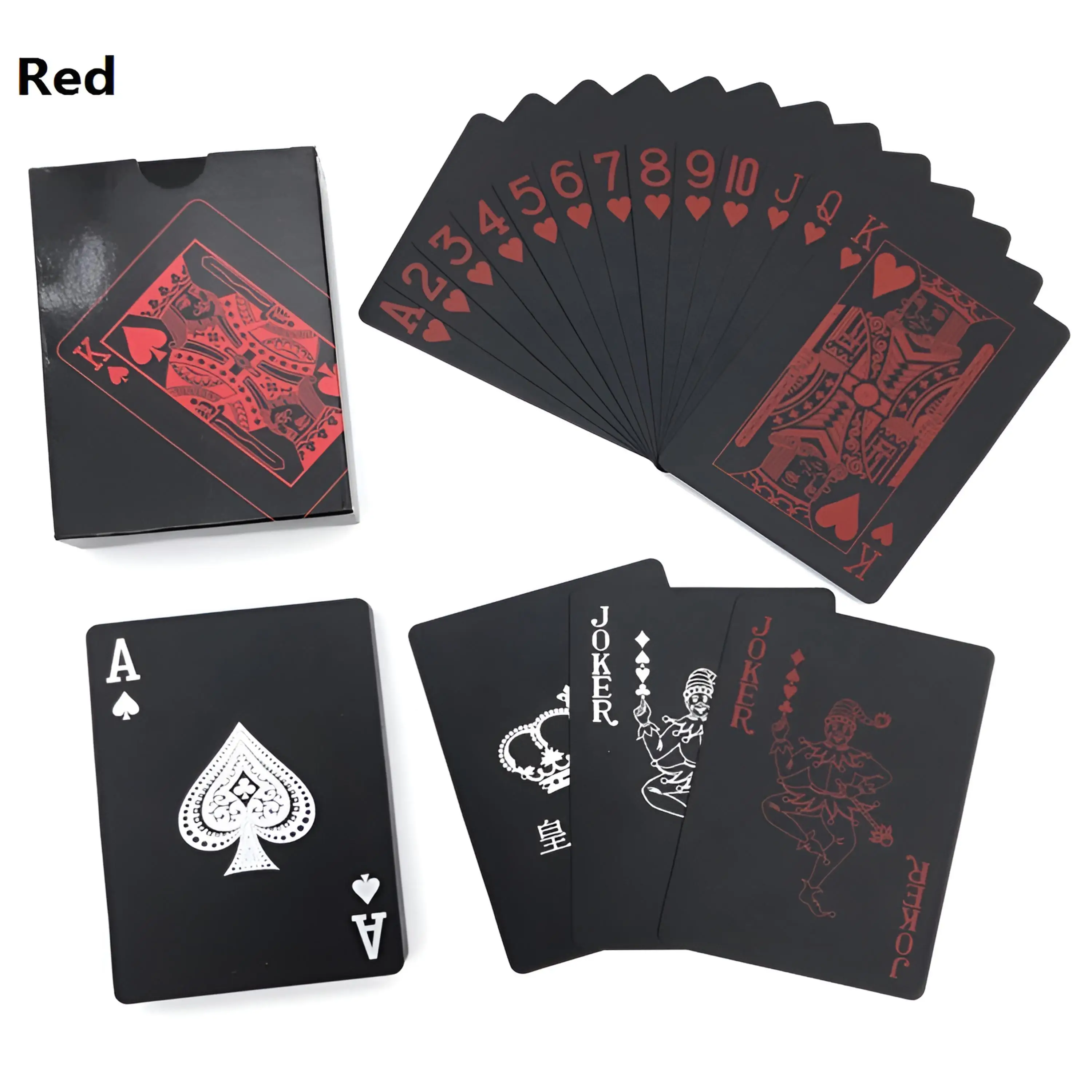 Waterproof, Pure Black, Wear-resistant And Durable Plastic Poker Board Game Cards PVC Magic Poker Cards Casual Game Poker Cards