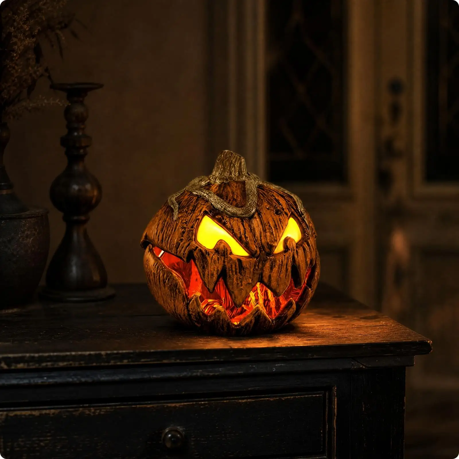 Halloween Decoration Pumpkin Lantern with Automatic Movement for Creepy Seasonal Tabletop Display