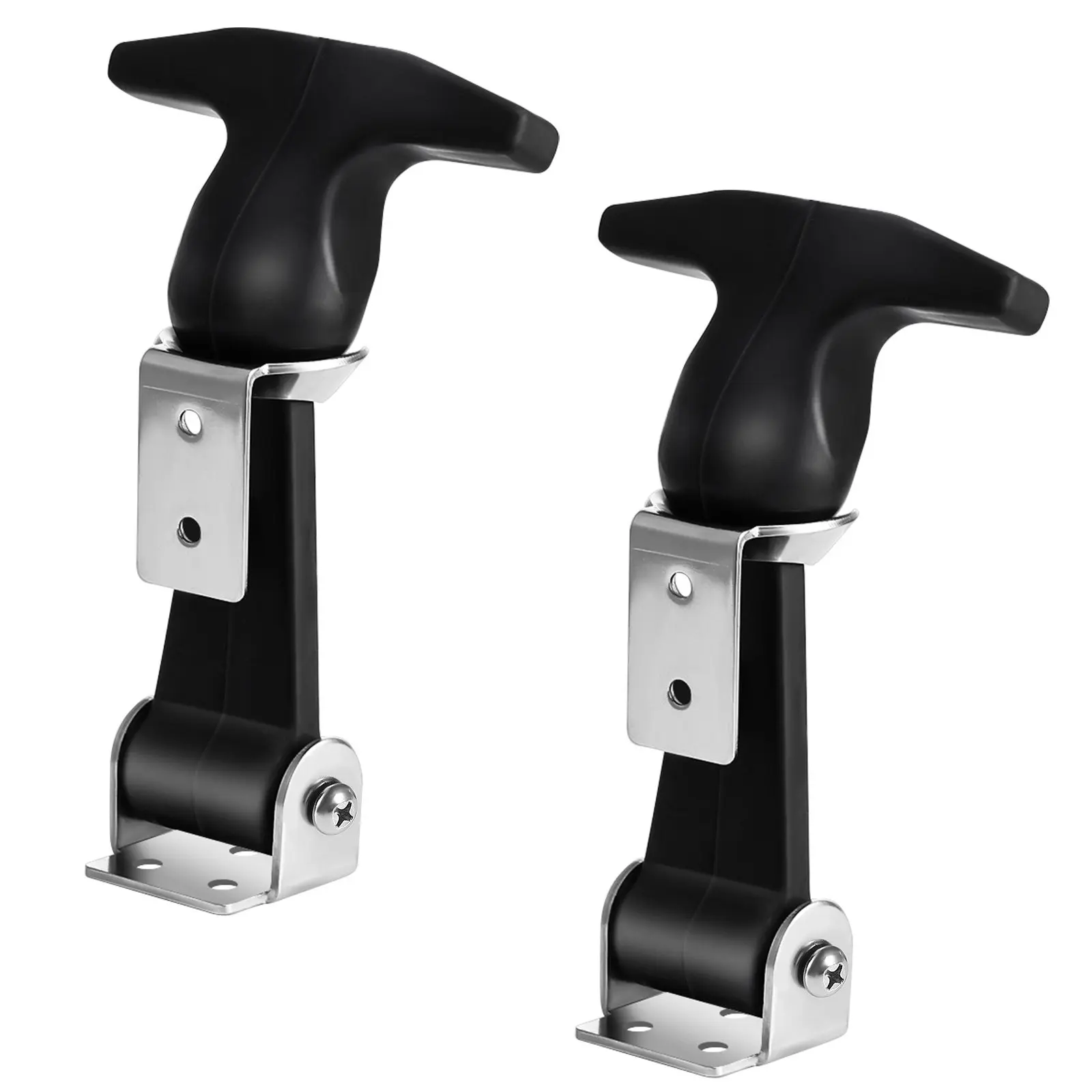 2Pcs Stainless Steel T Handle Draw Latches Flexible Rubber Tool Box Latches Rust Proof Wear Resistant Hood Latch