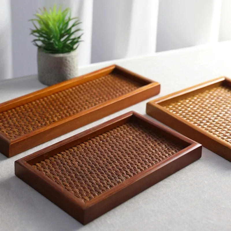 Eco Friendly Bamboo Woven Rattan Serving Tray Perfect for Tea Fruits  Dining Suitable for Home Hotel  Restaurant Use