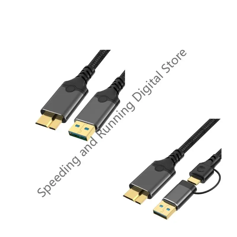 2in1 USB +Type C to Micro B Cable USB3.0 MicroB 10Gbps Data Connector Adapter For phone laptop Hard Drive Disk Camera HDD SSD