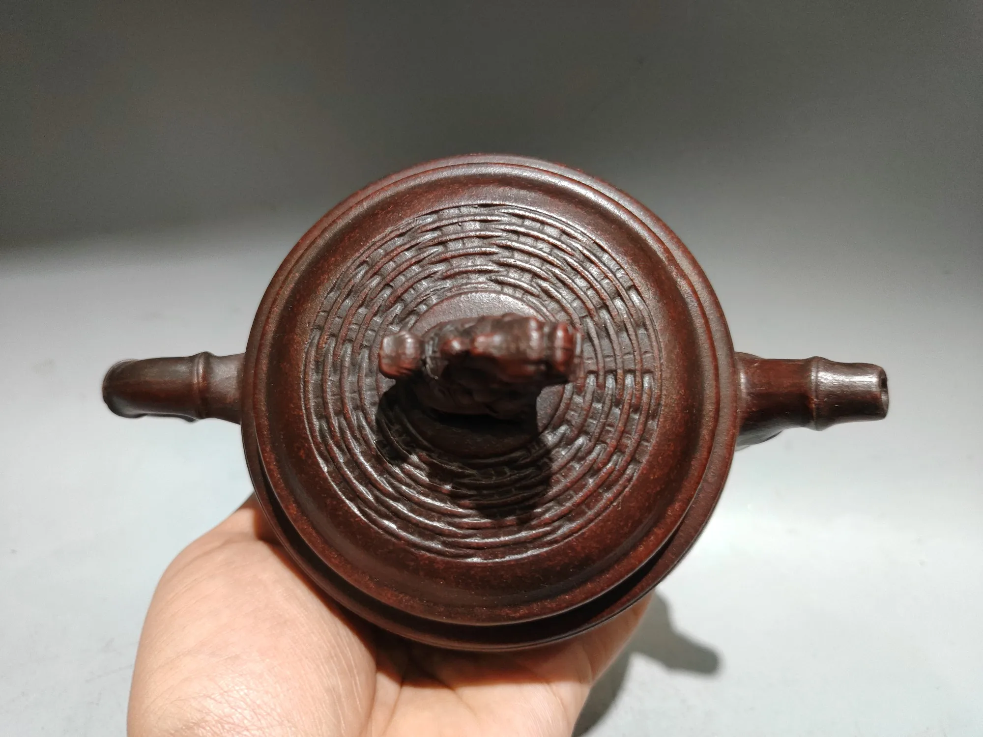 Purple Clay Pot Dragon turtle statue lid pot Bamboo weaving texture Bamboo spout pot Kettle Teapot Pot Tea