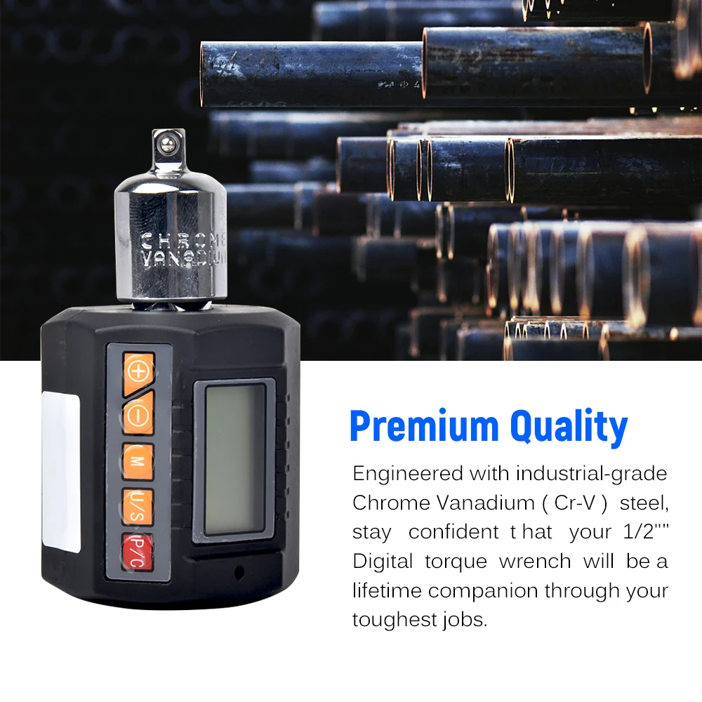 

ENC-340 Digital Display Torque Meter Wrench Torque Tester 1/2'' Drive Includes Adapters for 3/8'' 1/4'' with Sound Light Alarm
