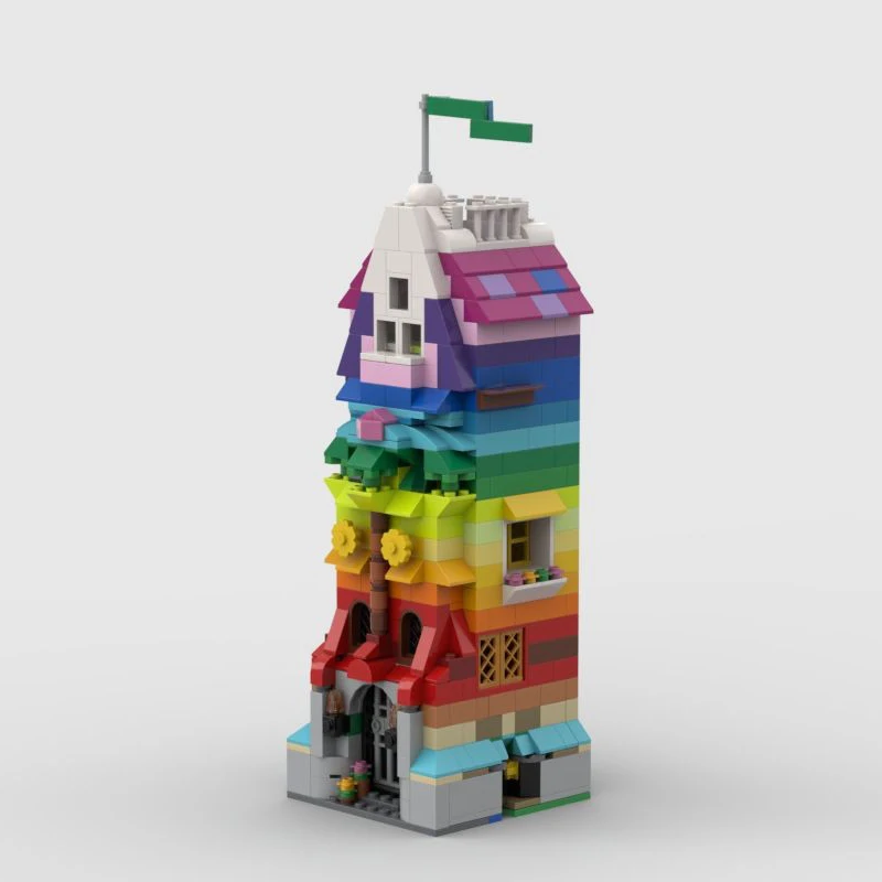 منتج جديد رائع MOC بنة عرض الشارع نموذج برج قوس قزح تكنولوجيا وحدات لعبة أطفال مجموعة تجميع ذاتية الصنع