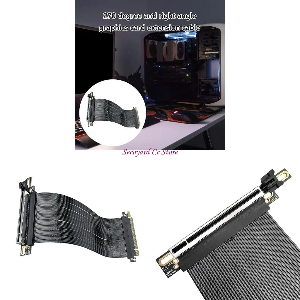 

N3UC Fast Speed PCIE 5.0 X16 Graphics Card GPU Extension Cable 270° Reversed