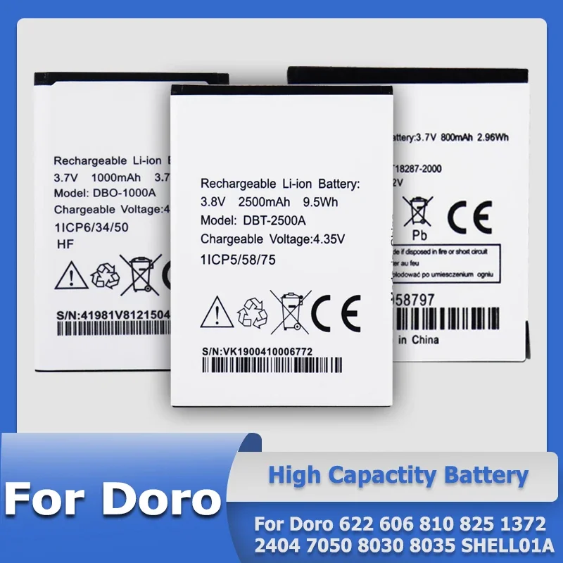 

DBH-1500A DBT-2500A DBF-800E DBO-1000A Battery BDA-2000A DBH-1500A For Doro 622 606 810 825 1372 2404 7050 8030 8035 SHELL01A