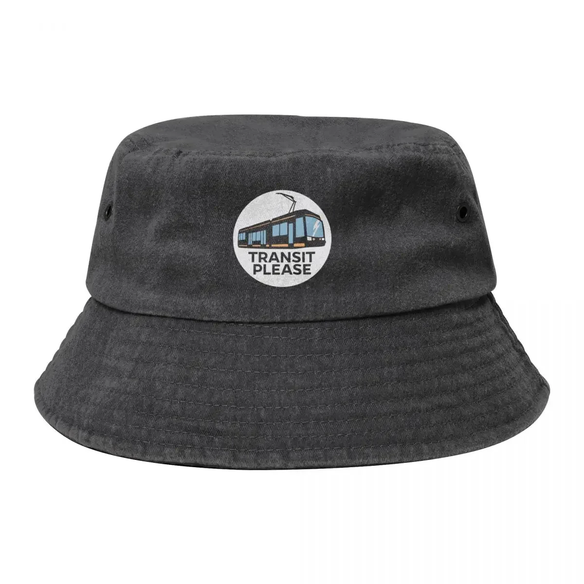 TRANSIT PLEASE in a circle for dark backgrounds Bucket Hat Big Size Hat birthday Men's Women's