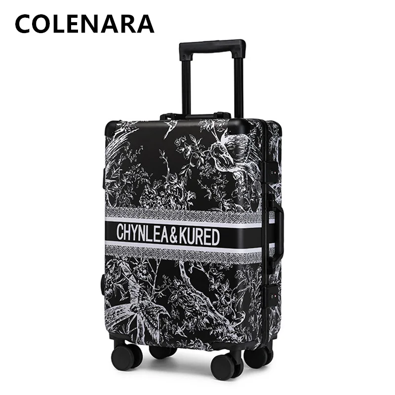 COLENARA ABS + PVC حقيبة 20 "24 بوصة سعة كبيرة حقيبة تروللي بعجلات الرجال الصعود صندوق المرأة حقيبة سفر مع عجلات المتداول الأمتعة