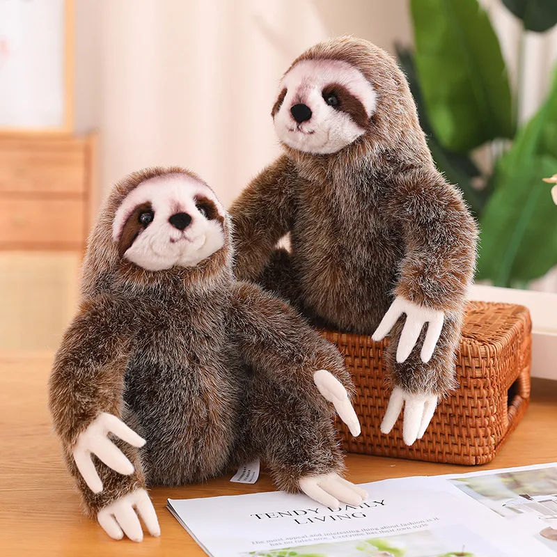 24CM Cute Realistic Three Toed Sloth Plush Stuffed Animal Toy Soft Plush Sloth Critters Children Kids Birthday Gifts Plush Doll