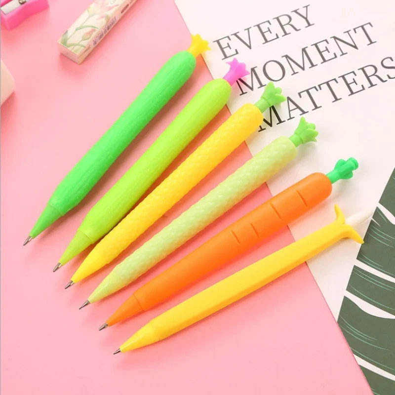 24PCS Creative Automatic Pencil Cartoon Fruit Writing Continuous Pencil Student Practice Writing Brush Plastic Activity Pencil