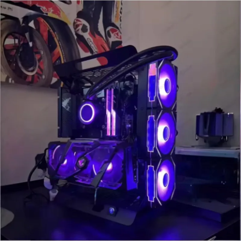 Open Frame Computer Case, Supports ATX/MATX/ITX Motherboard & Vertical GPU Mount, DIY PC Test Bench