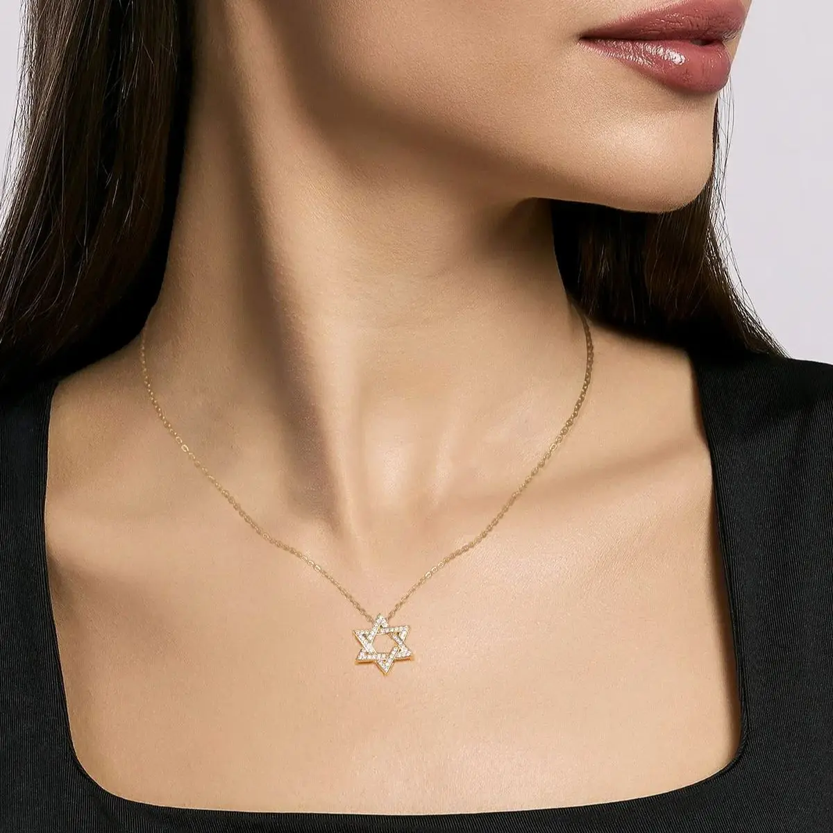 

APIR 925 Silver D/VVS1 Moissanite Star Pendant Necklace Cross Star of David for Men Women Lucky Amulet Chain Neck Jewelry