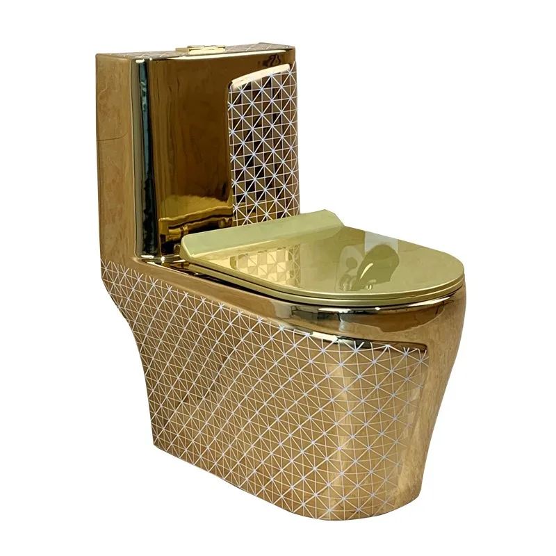 

Luxury Gold-Plated Ceramic Bathroom Toilet Bowl Modern One-Piece Floor Mounted Design for Home Use