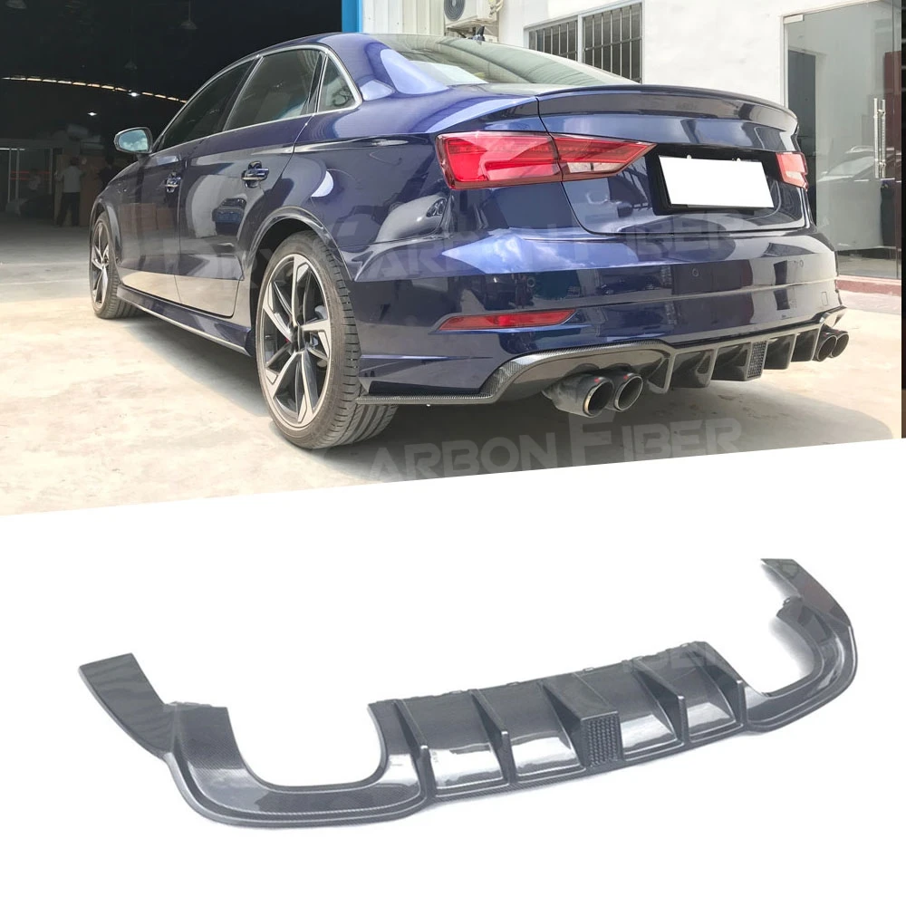 Carbon Fiber Rear Bumper Extension With LED Light For Audi A3 Sline S3 RS3 2017 -2019 Back Bumper Guard Car Styling