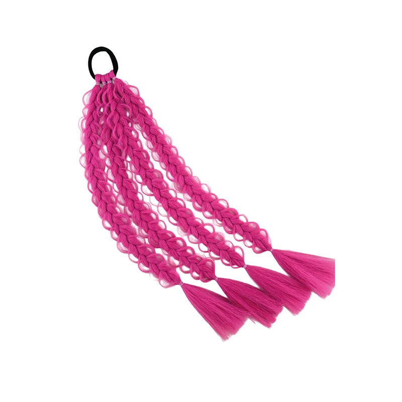 Lila Geflochtene Pferdeschwanz-Haarverlängerungen, Bubble Braid Synthetisches Haar mit Quasten für Cosplay und Partys – Detail 18