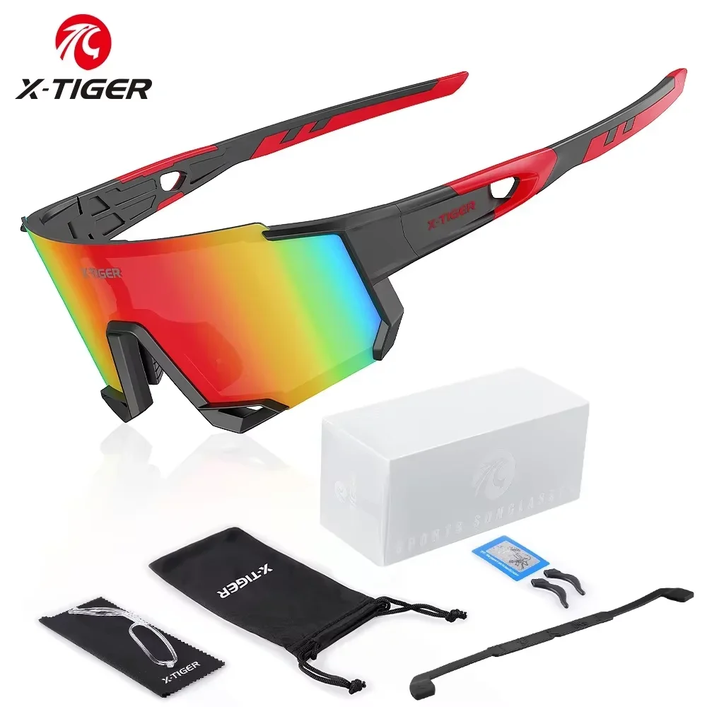 X-TIGER Men's and Women's Sports Sunglasses Colour Polarised Cycling Glasses Road MTB Bike Riding Protective Goggles