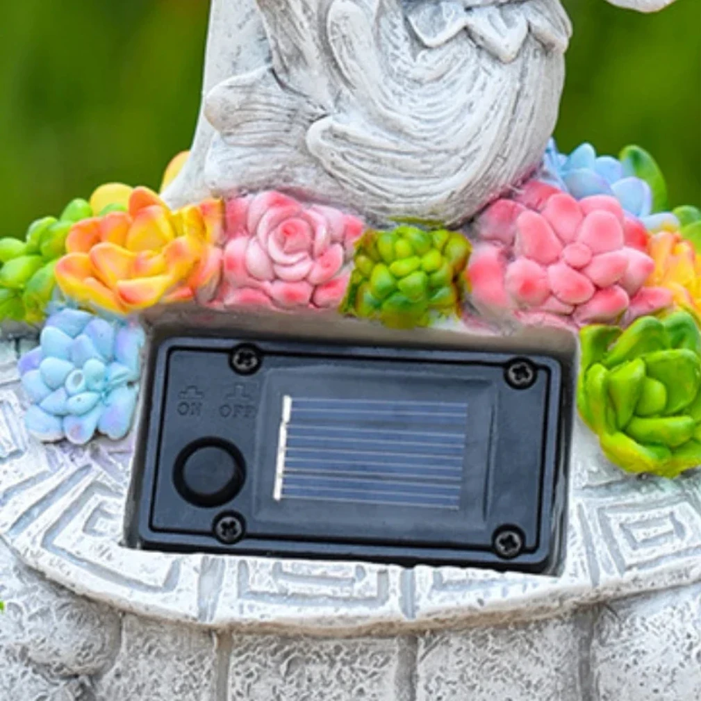 Solar Turtle Statue with Solar Light Flower Fairy Angel Lawn Decor Garden Resin Ornament Outdoor Statue Succulent Gifts for Mom