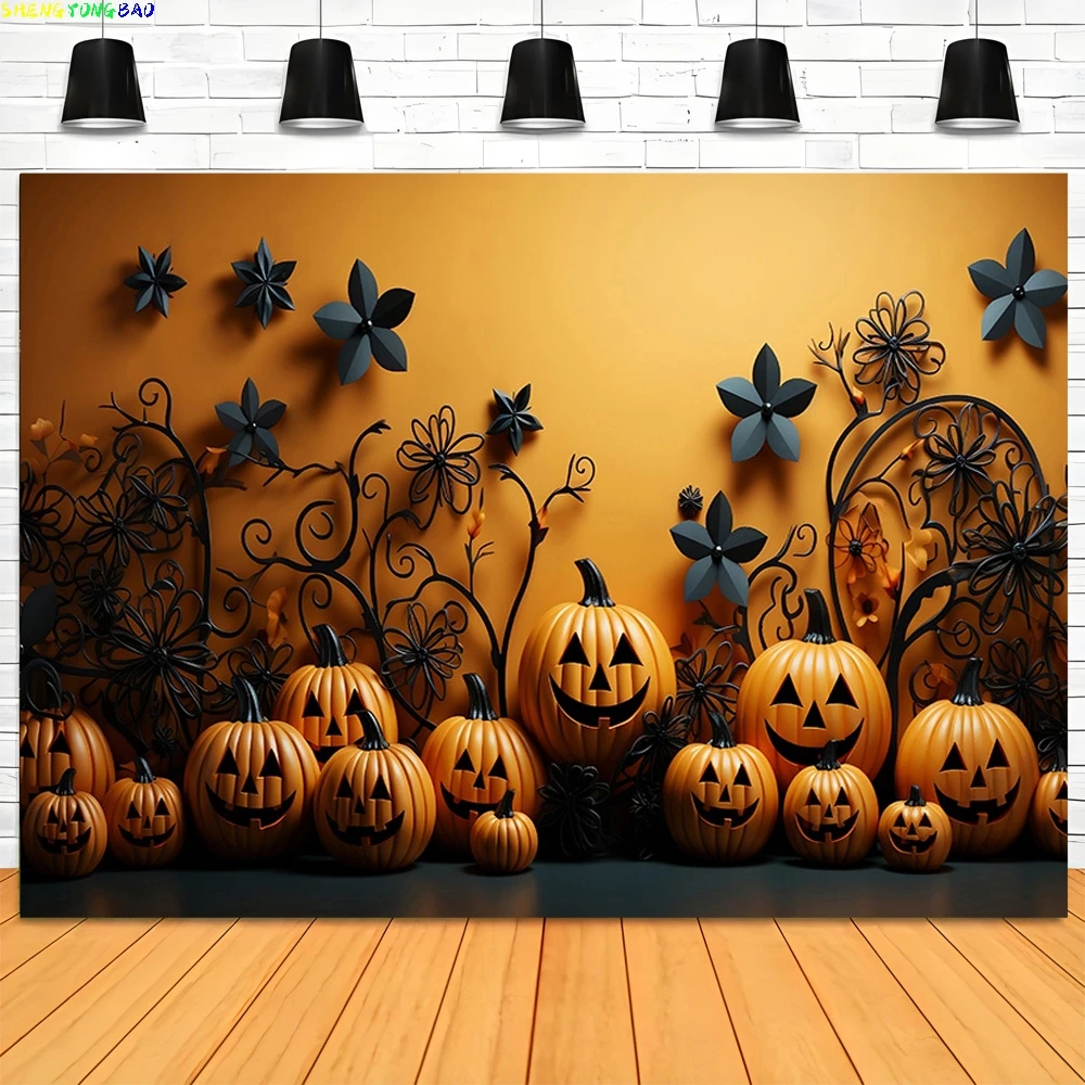 Halloween Backdrop Full Moon Scary House Night Castle Graveyard Forest Bats Pumpkin Lantern Spooky Photography Background  SJ-1
