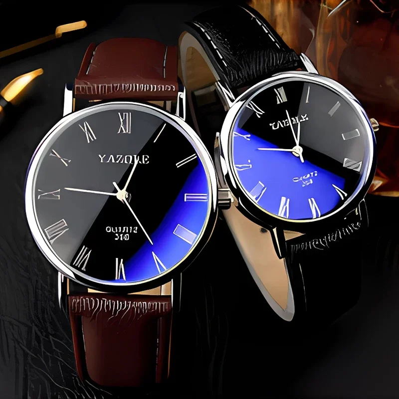 ファッション腕時計男性用トップブランドアナログメンズクォーツ時計レザーバンドカジュアルビジネスメンズ腕時計レロジオ Masculino