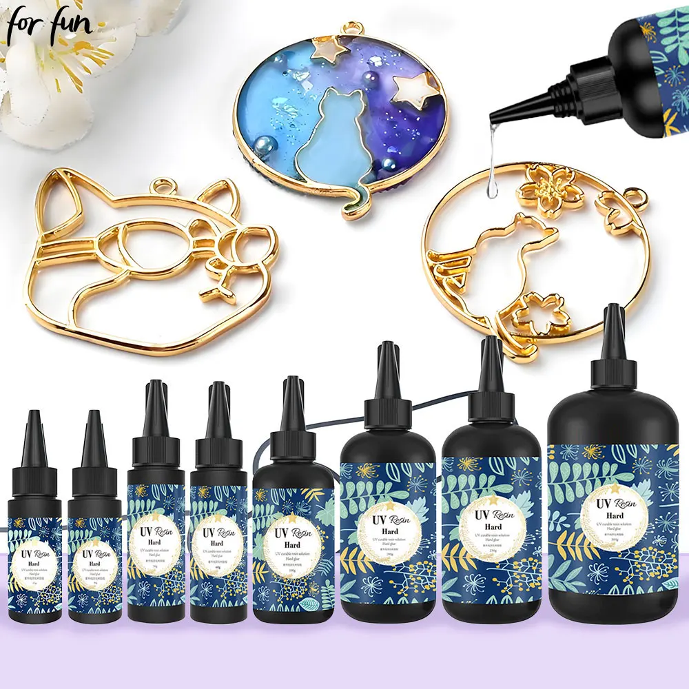 

For Fun 25g-500g HighTransparent Crystal Epoxy Resin UV Glue DIY Jewelry Making Tools Ultraviolet Cure Quickly Drying Hard Glue