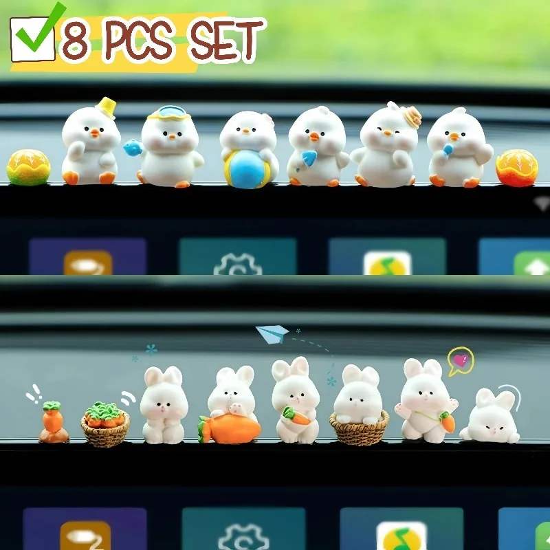 Car Interior Ornaments Mini Duck Bunny Chicks Figurines For Dashboard Rearview Mirror Fairy Garden Home Decor Gift