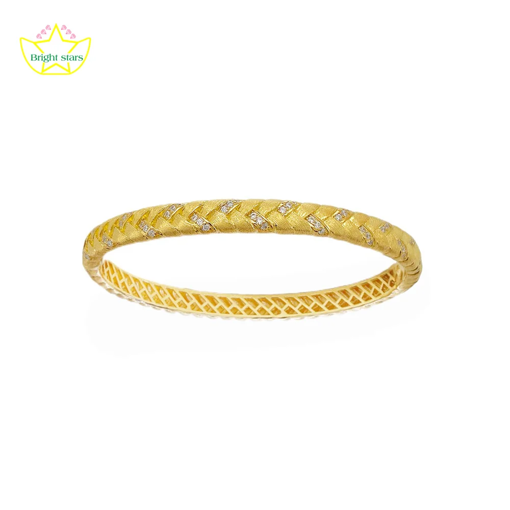 

Bright Stars S925 Sterling Silver French retro Italian brushed wheat ear diamond bracelet for women