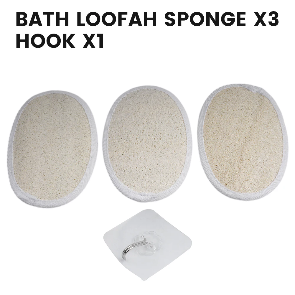 Health Bath Loofah Sponge 3pc Bath Bathtub Beige Household Natural Body Scrubber Cleaning Skin Exfoliating Useful