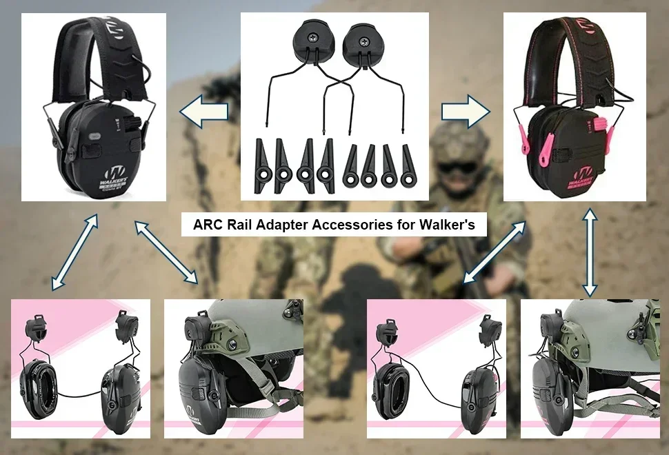 HEARING TACTICAL Electronic Earmuffs Tactical Headset ARC Rail Adapter for Walker's Razor Noise Reduction Shooting Headphones