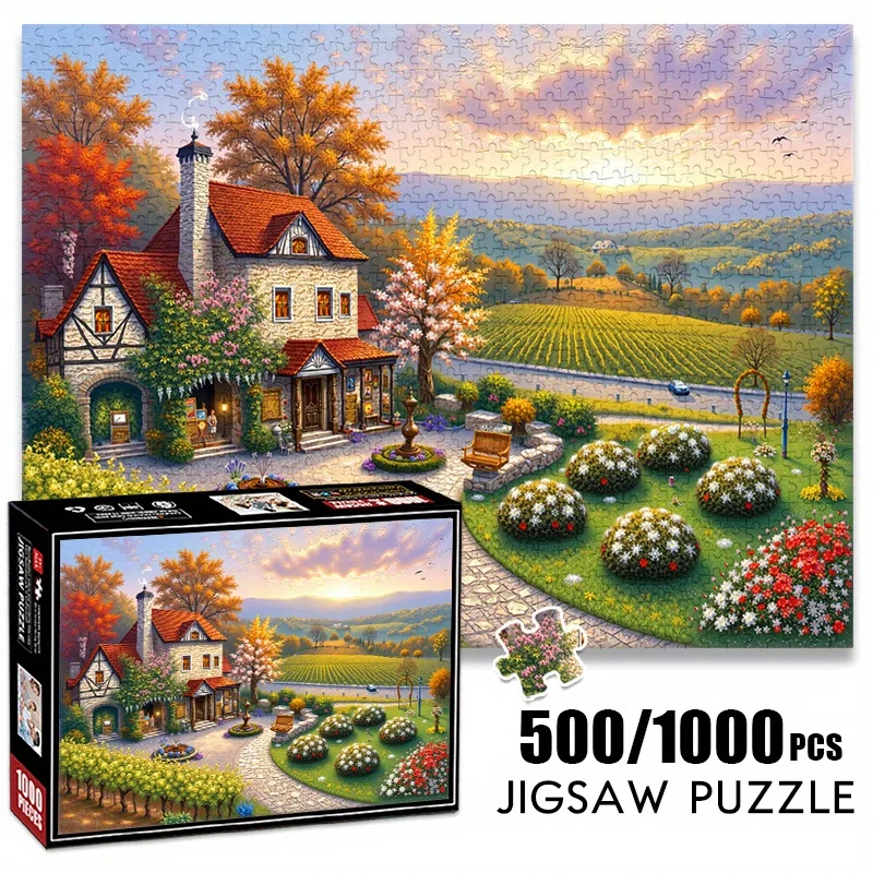 

500/1000 шт. бумажный пазл-сельвенская деревенская вилла сад большая игра для взрослых подарок, семейный интерактивный декоративный мозг «сделай сам» C