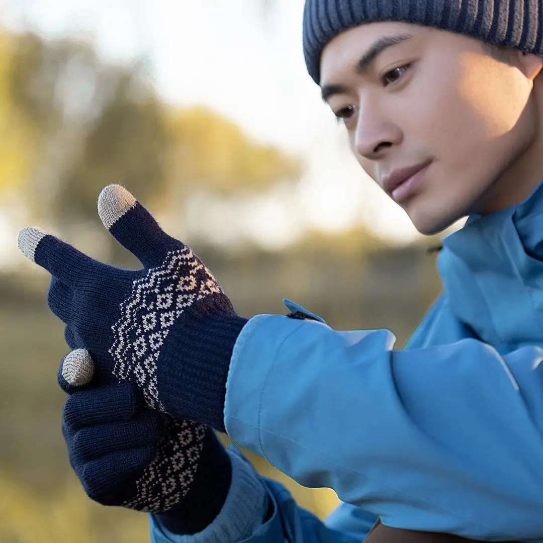 xiaomi mijia Теплые флисовые перчатки с сенсорным экраном Зимние мужские и женские перчатки Хлопковые перчатки