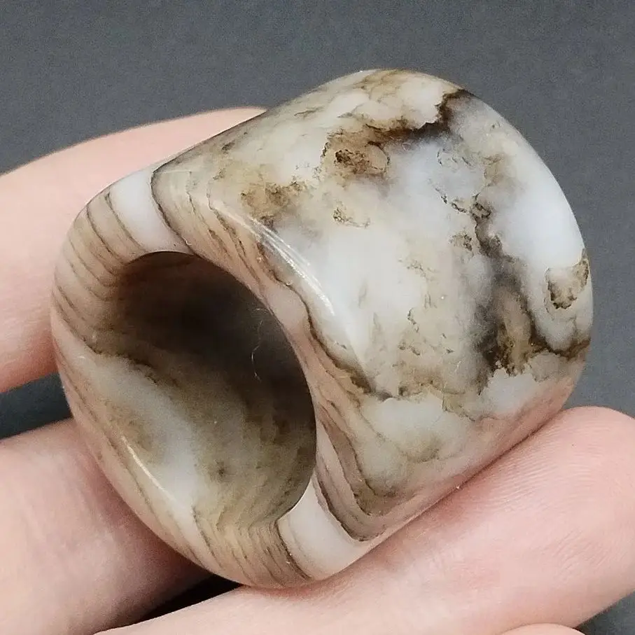 

1pc Genuine Asian Natural Jade Hand-Carved Thumb Ring Inside Diameter 22mm-23mm