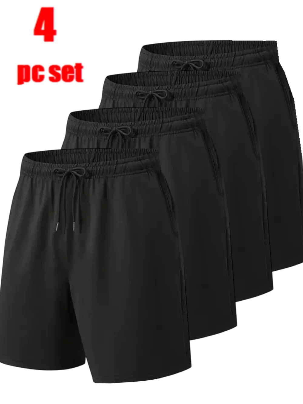 

4PCS Mens Shorts Set Summer Oversized High Waisted Solid Pants Sports Jogging Gym Trunks Casual Climbing Trekking Male Pants