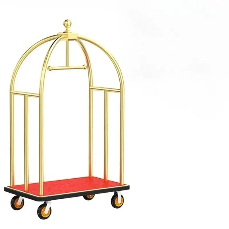 Stainless Steel Portable Luggage Loaded Baggage Trolley Hotel Cart Birdcage Luggage Carts