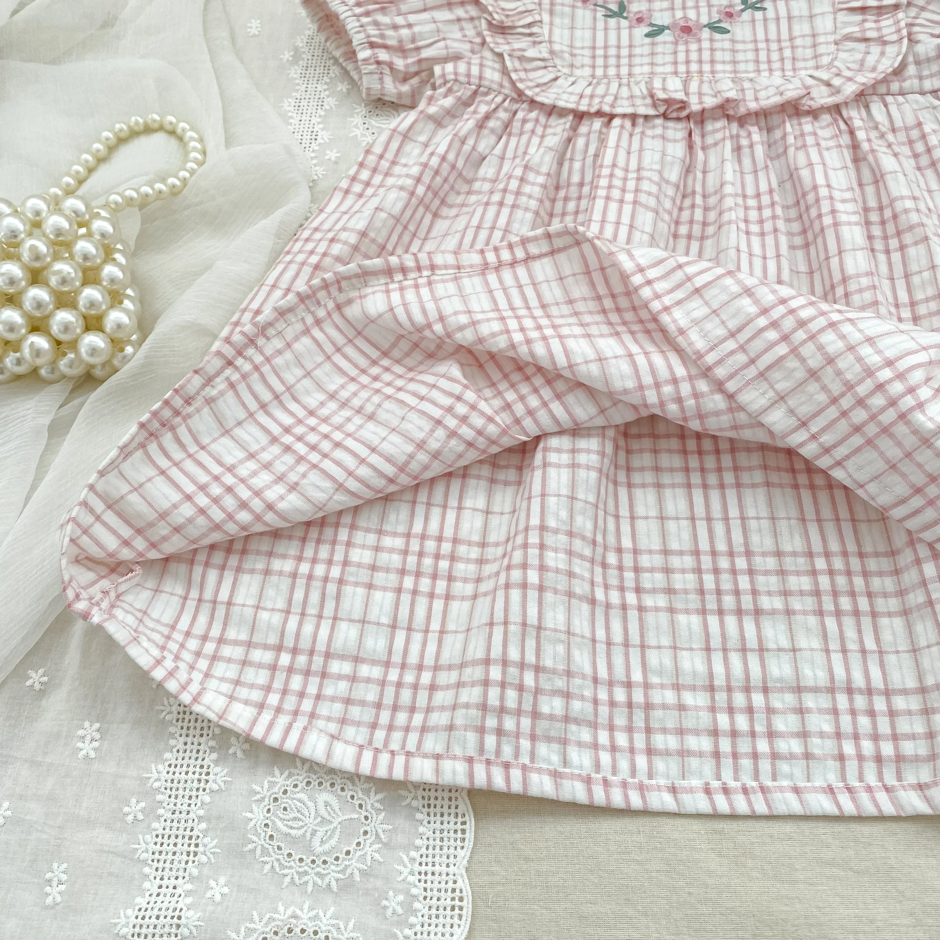 2026 Sommer-Schwesterkleidung 0-24M Baby Mädchen Kurzarm-Body mit Gitter-Stickerei 2-6 Jahre Süße Partykleider für Kinder – Detail 27