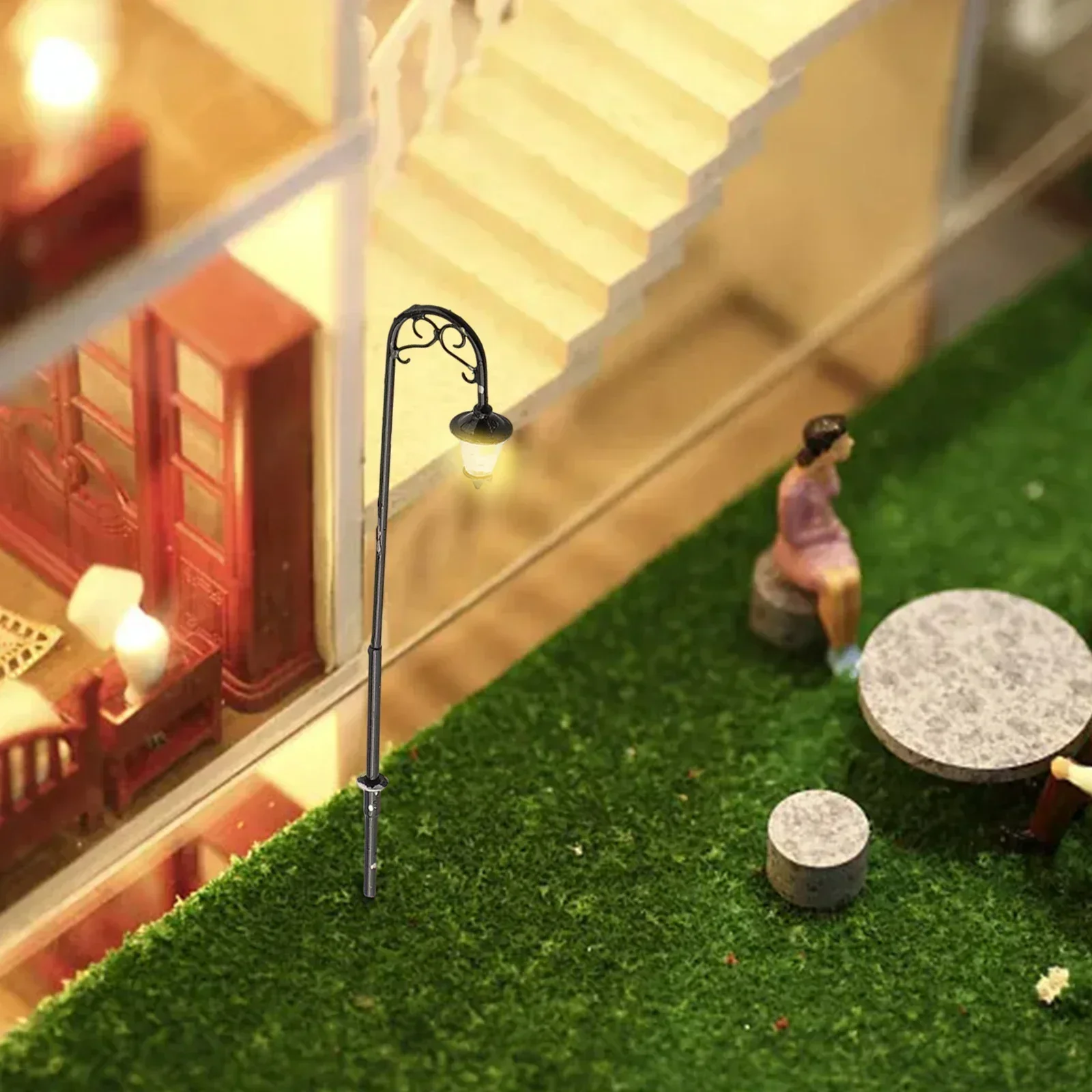 10 peças medidor h0 1:87 led lanternas de parque lâmpadas de luz 63mm modelo fazendo construção de bonsai luz pintada completa decoração de jardim 3v