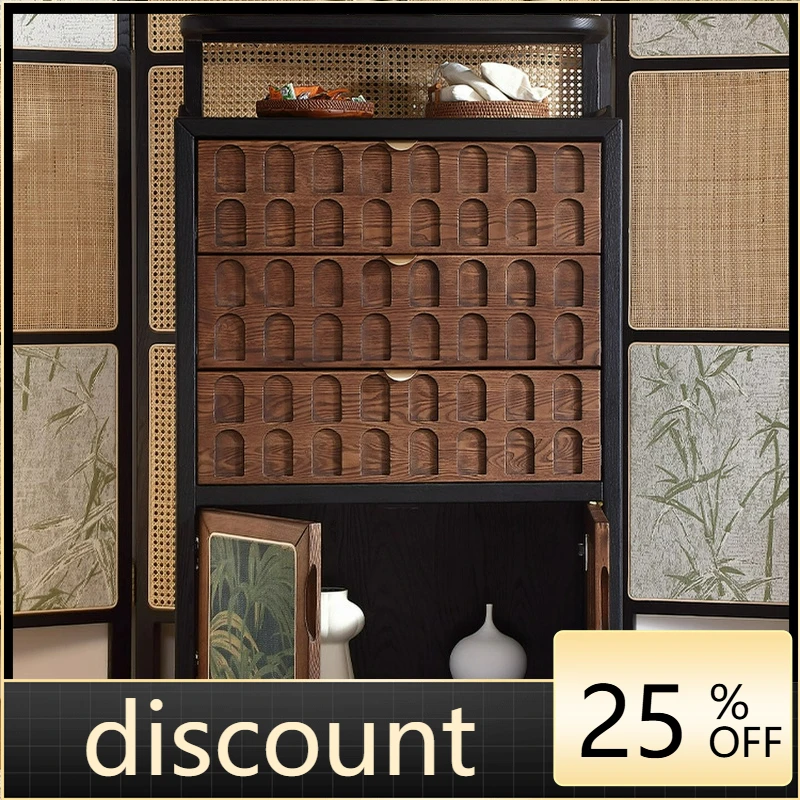 

LTT French retro bedroom four-chest cabinet medieval American black wabi-sabi drawer cabinet