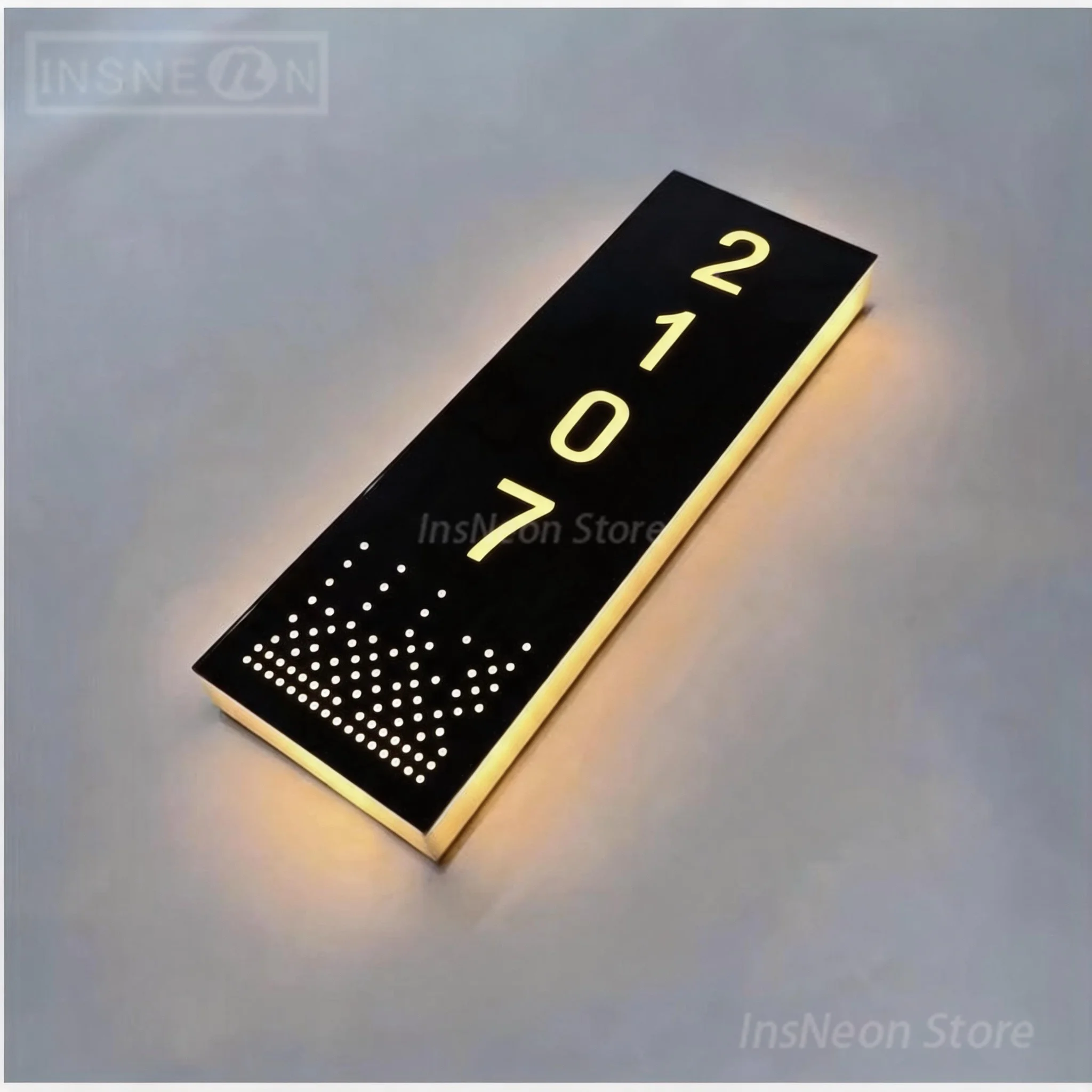 Custom Backlit LED Hotel Room Number Plate, Illuminated Door Sign, Decorative Dot LED House Number Sign for Apartment