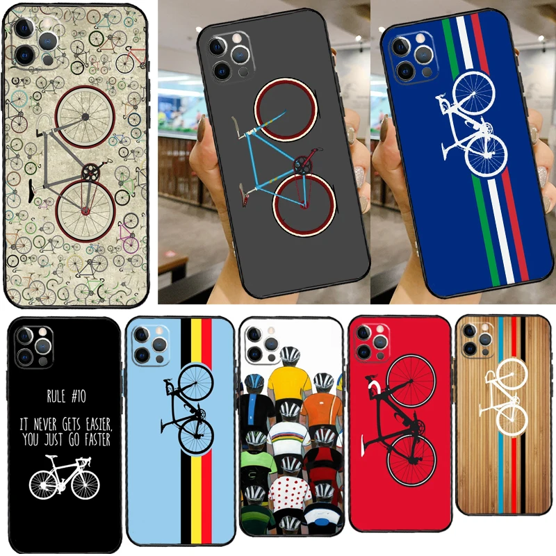 Mountain Bikes Cycling Phone Case For iPhone 14 13 12 11 Pro Max Mini XS X XR 6 7 8 Plus SE 2020 Soft Cover Case